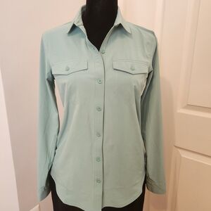 Eddie Bauer Women's Light Green Button-Down Shirt